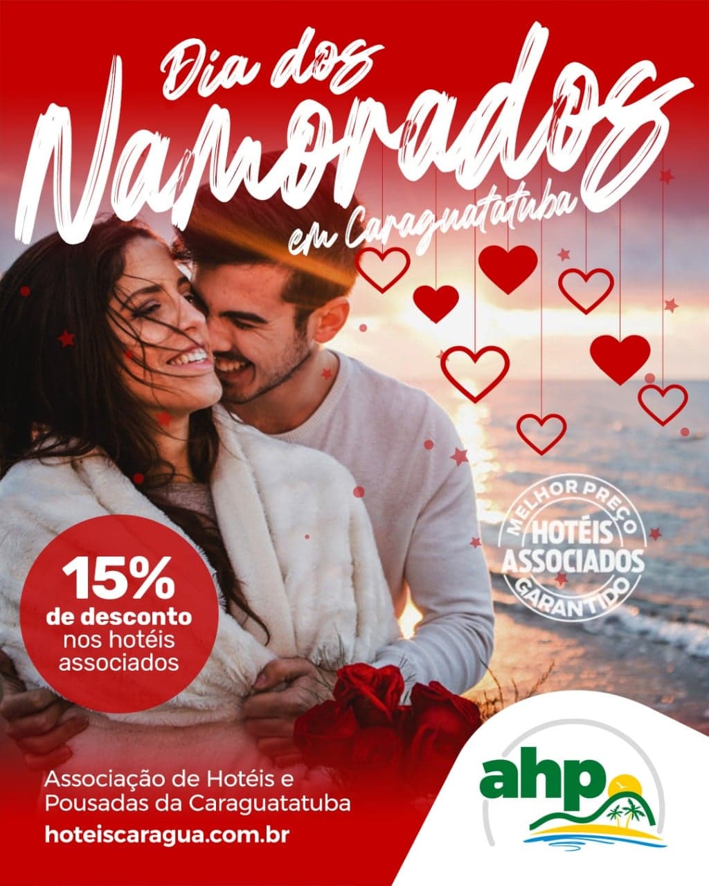 Hotéis e Pousadas de Caraguá promovem ação conjunta e oferecem pacotes especiais para o Dia dos Namorados com 15% de Desconto.